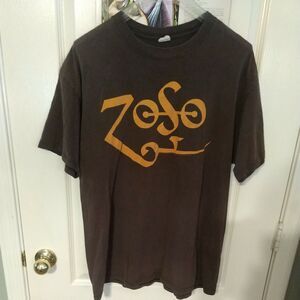 Rare Zoso Led Zeppelin LS T Shirt Jimmy Page Robert Plant XL Extra Large Brown